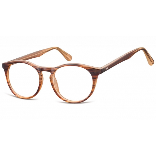 Okulary oprawki korekcyjne okrągłe Lenonki zerówki Sunoptic CP146F brązowy - imitacja drewna